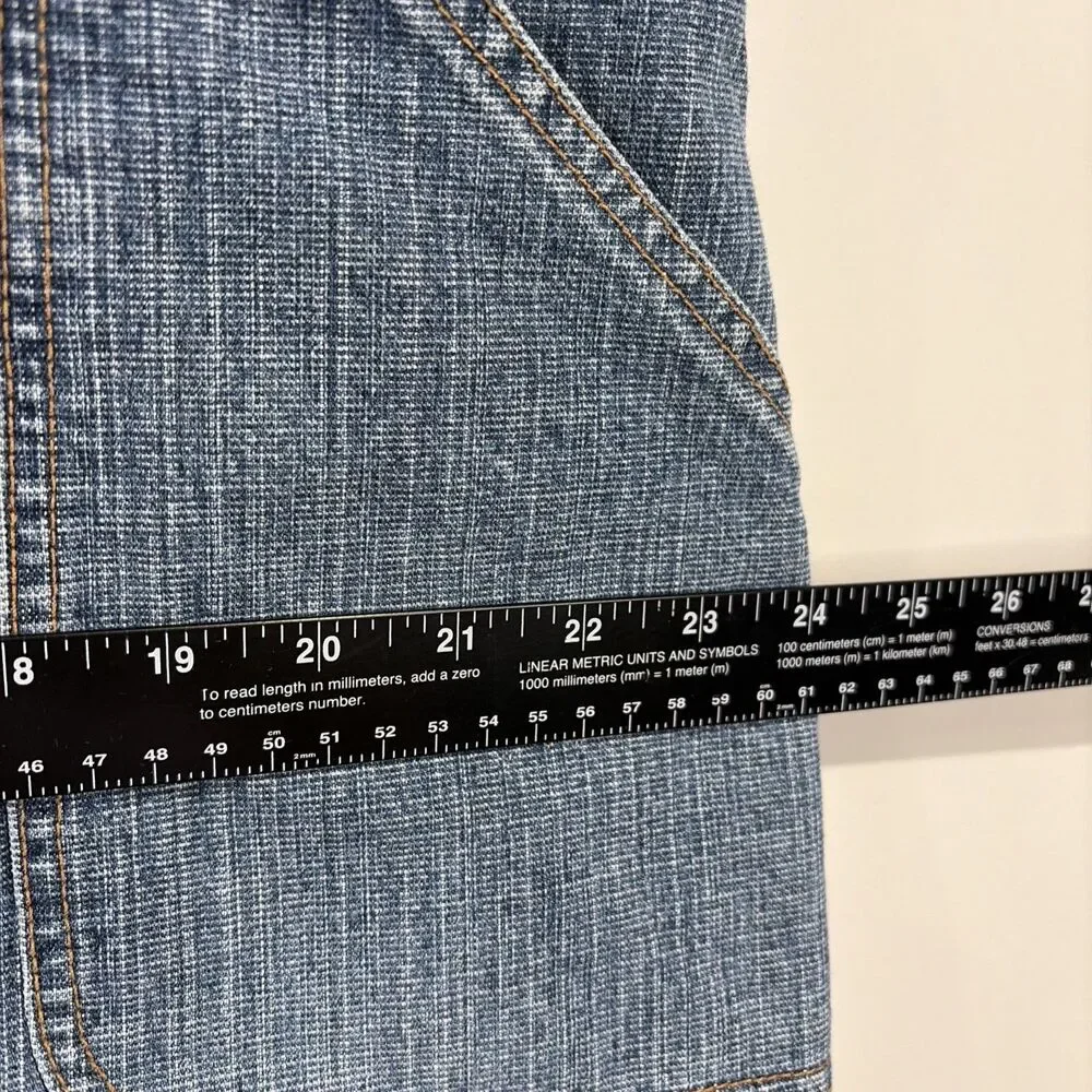 VTG Y2K Venezia Denim Cargo Skirt 22 Flaw Utility Pocket Medium Wash Jean Midi